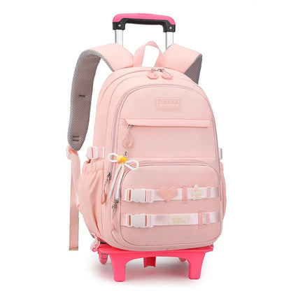 Kids School Backpack with Wheels Rolling Backpack for Girls Student Wheeled Backpack Trolley School Bag Travel Trolley Luggage