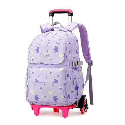 Kids School Backpack with Wheels Rolling Backpack for Girls Student Wheeled Backpack Trolley School Bag Travel Trolley Luggage