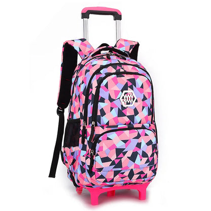 Kids School Backpack with Wheels Rolling Backpack for Girls Student Wheeled Backpack Trolley School Bag Travel Trolley Luggage