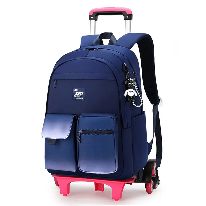 Kids School Backpack with Wheels Rolling Backpack for Girls Student Wheeled Backpack Trolley School Bag Travel Trolley Luggage