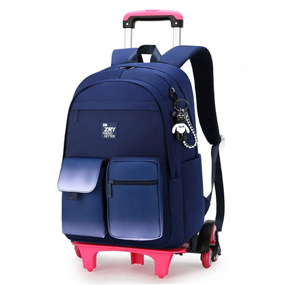 Kids School Backpack with Wheels Rolling Backpack for Girls Student Wheeled Backpack Trolley School Bag Travel Trolley Luggage