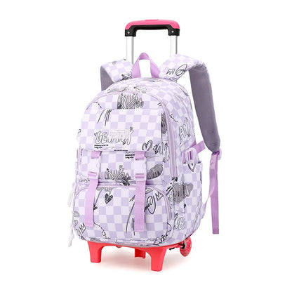 Kids School Backpack with Wheels Rolling Backpack for Girls Student Wheeled Backpack Trolley School Bag Travel Trolley Luggage