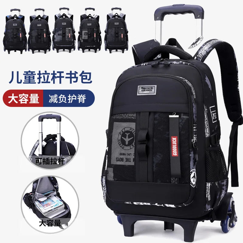 Kids Student Wheeled Backpack School Bags with wheels Rolling Backpack for boy Trolley Book Bag Travel Trolley backpack Luggage