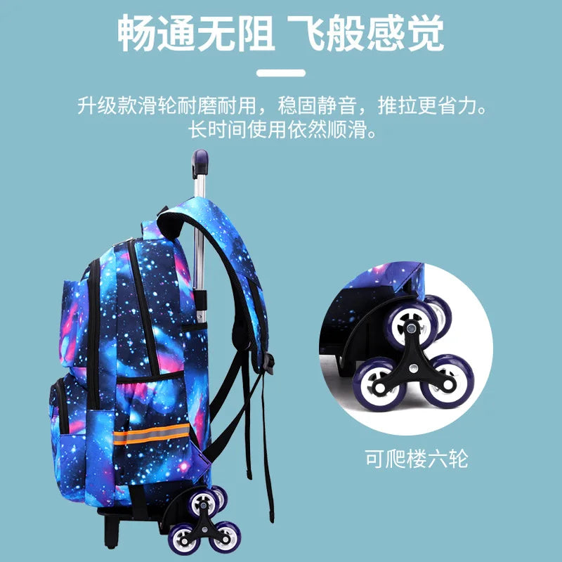 Kids Student Wheeled Backpack School Bags with wheels Rolling Backpack for boy Trolley Book Bag Travel Trolley backpack Luggage