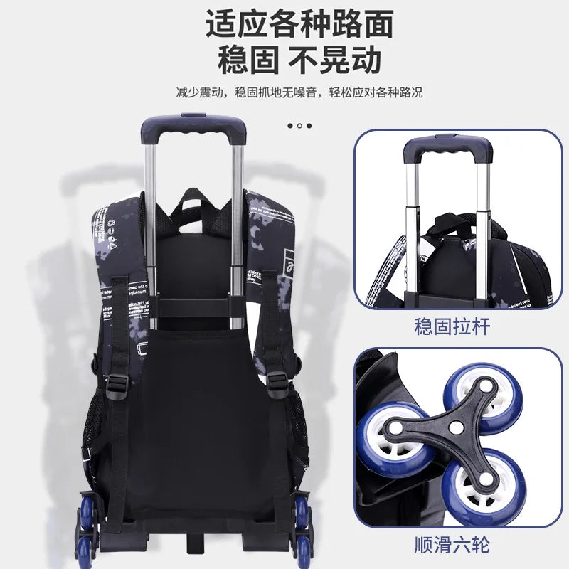 Kids Student Wheeled Backpack School Bags with wheels Rolling Backpack for boy Trolley Book Bag Travel Trolley backpack Luggage