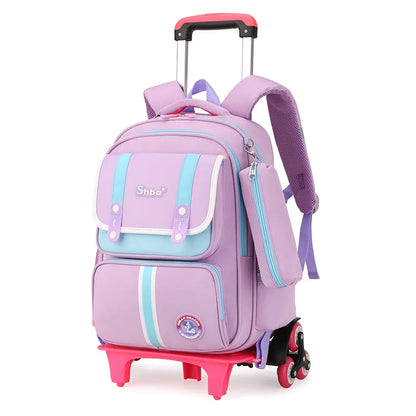 Kids Student Wheeled Backpack School Bags with wheels Rolling Backpack for boy Trolley Book Bag Travel Trolley backpack Luggage