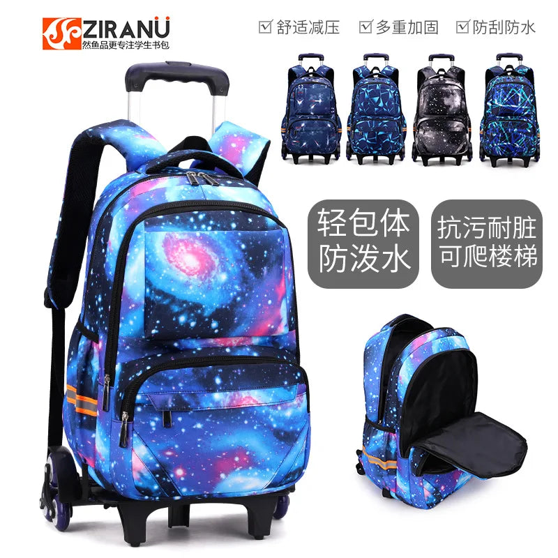 Kids Student Wheeled Backpack School Bags with wheels Rolling Backpack for boy Trolley Book Bag Travel Trolley backpack Luggage