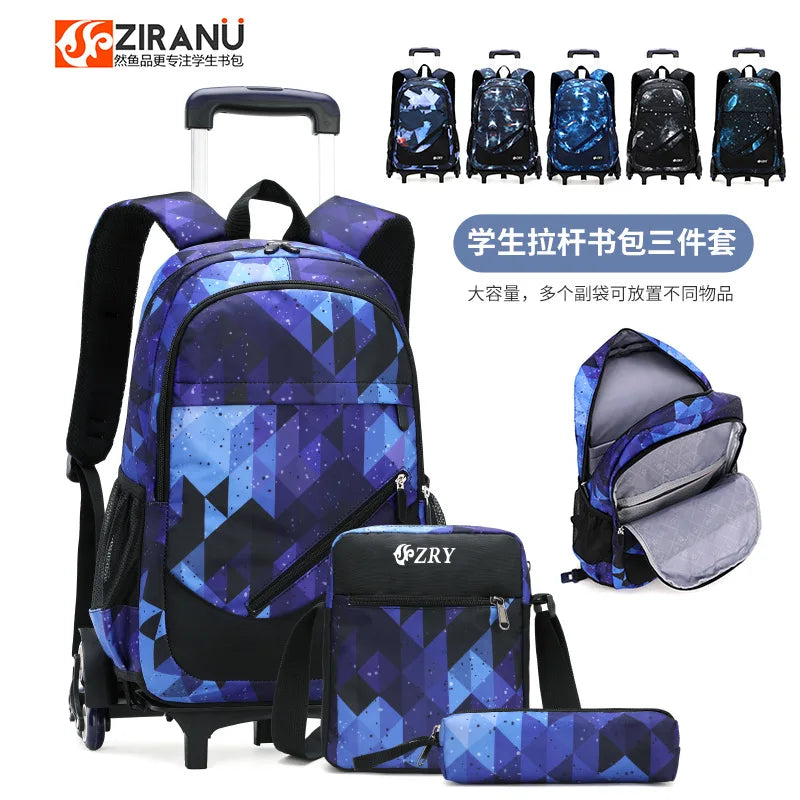 Kids Student Wheeled Backpack School Bags with wheels Rolling Backpack for boy Trolley Book Bag Travel Trolley backpack Luggage