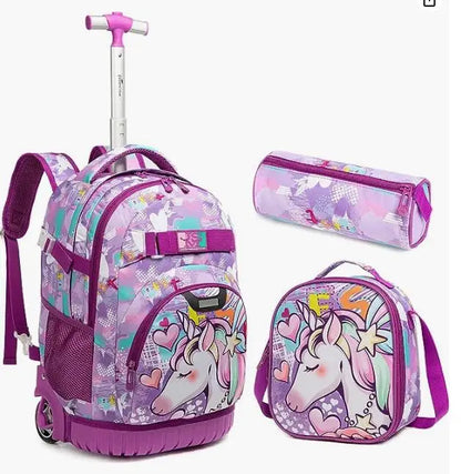 Kids Travel Trolley Bag wheels for teenagers School Trolley Backpack Sets For Boys Carry-on hand Rolling Luggage Suitcase Bags