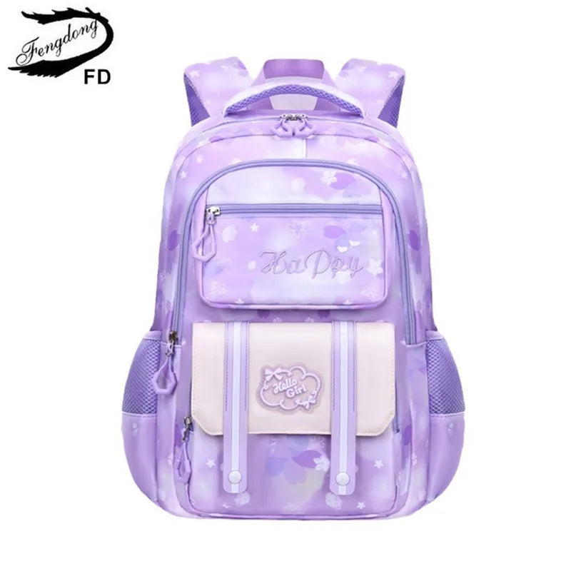 Kids school bags for girls cute purple backpack waterproof primary school backpack large capacity bookbag Elementary school bag