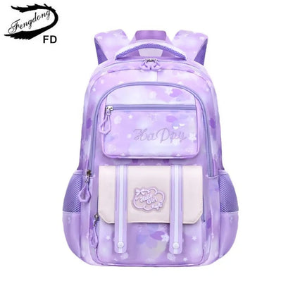 Kids school bags for girls cute purple backpack waterproof primary school backpack large capacity bookbag Elementary school bag