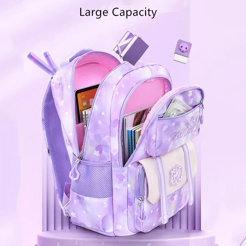 Kids school bags for girls cute purple backpack waterproof primary school backpack large capacity bookbag Elementary school bag