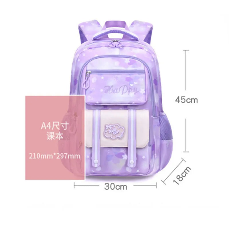 Kids school bags for girls cute purple backpack waterproof primary school backpack large capacity bookbag Elementary school bag