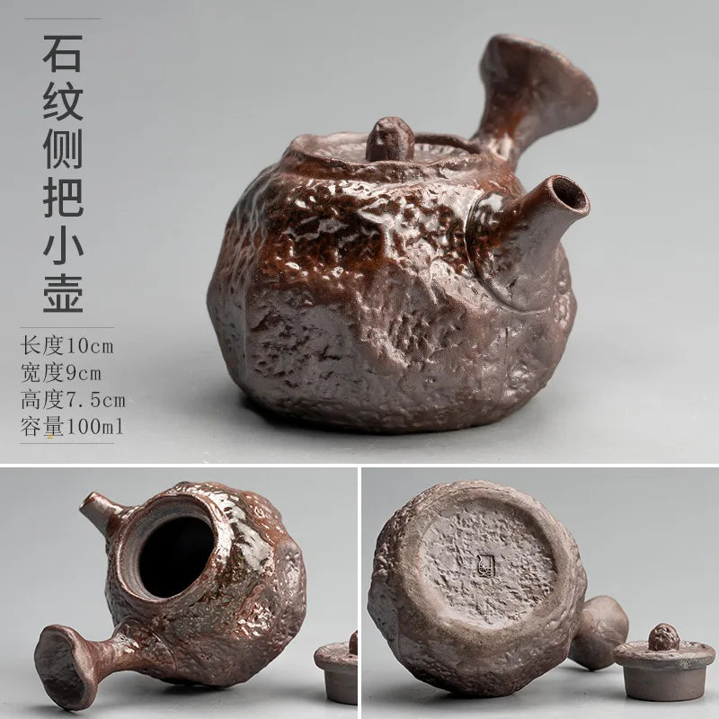 Kiln Change Ceramic Small Capacity Tea Set Teapot Clear Water Wood Fired Ceramic Small Teapot Pottery Fan Single Pot Infuser Bar