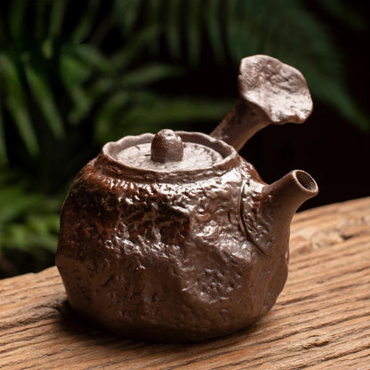 Kiln Change Ceramic Small Capacity Tea Set Teapot Clear Water Wood Fired Ceramic Small Teapot Pottery Fan Single Pot Infuser Bar