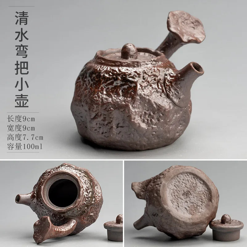 Kiln Change Ceramic Small Capacity Tea Set Teapot Clear Water Wood Fired Ceramic Small Teapot Pottery Fan Single Pot Infuser Bar