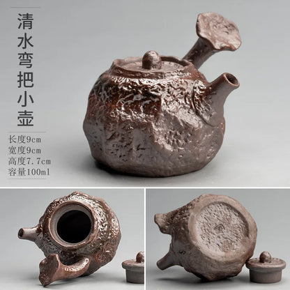 Kiln Change Ceramic Small Capacity Tea Set Teapot Clear Water Wood Fired Ceramic Small Teapot Pottery Fan Single Pot Infuser Bar