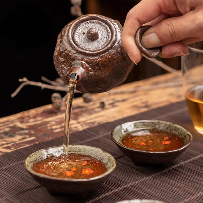 Kiln Change Ceramic Small Capacity Tea Set Teapot Clear Water Wood Fired Ceramic Small Teapot Pottery Fan Single Pot Infuser Bar
