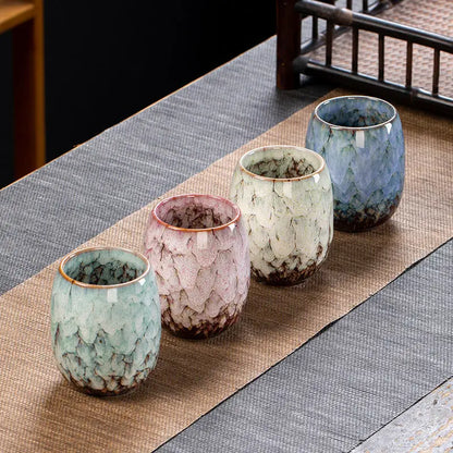 Kiln Change Ceramic Tea Cup Egg Shape Cup Kung Fu Tea Set Large 175ML Tianmu Glazed Teacup Gift Box