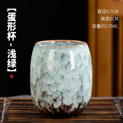 Kiln Change Ceramic Tea Cup Egg Shape Cup Kung Fu Tea Set Large 175ML Tianmu Glazed Teacup Gift Box