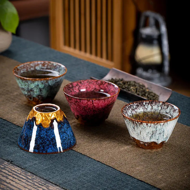 Kiln Change Ceramic Tea Cup Egg Shape Cup Kung Fu Tea Set Large 175ML Tianmu Glazed Teacup Gift Box