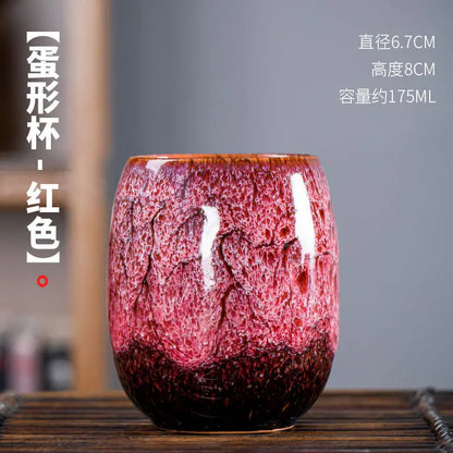 Kiln Change Ceramic Tea Cup Egg Shape Cup Kung Fu Tea Set Large 175ML Tianmu Glazed Teacup Gift Box