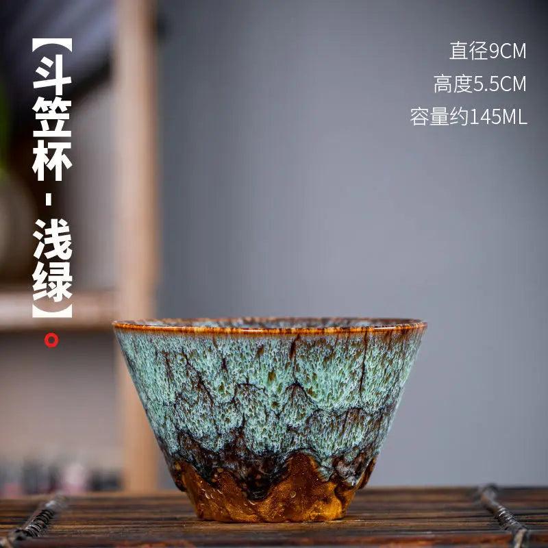 Kiln Change Ceramic Tea Cup Egg Shape Cup Kung Fu Tea Set Large 175ML Tianmu Glazed Teacup Gift Box