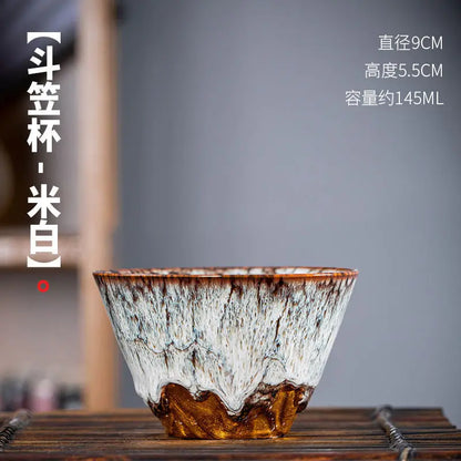 Kiln Change Ceramic Tea Cup Egg Shape Cup Kung Fu Tea Set Large 175ML Tianmu Glazed Teacup Gift Box
