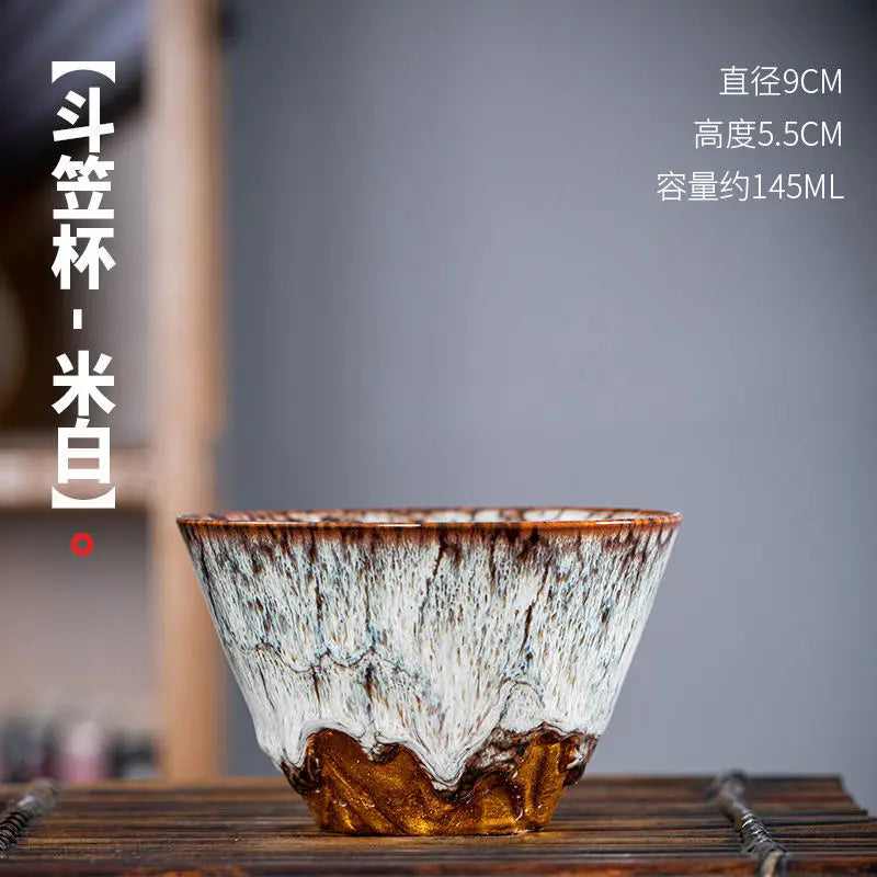 Kiln Change Ceramic Tea Cup Egg Shape Cup Kung Fu Tea Set Large 175ML Tianmu Glazed Teacup Gift Box