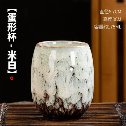 Kiln Change Ceramic Tea Cup Egg Shape Cup Kung Fu Tea Set Large 175ML Tianmu Glazed Teacup Gift Box