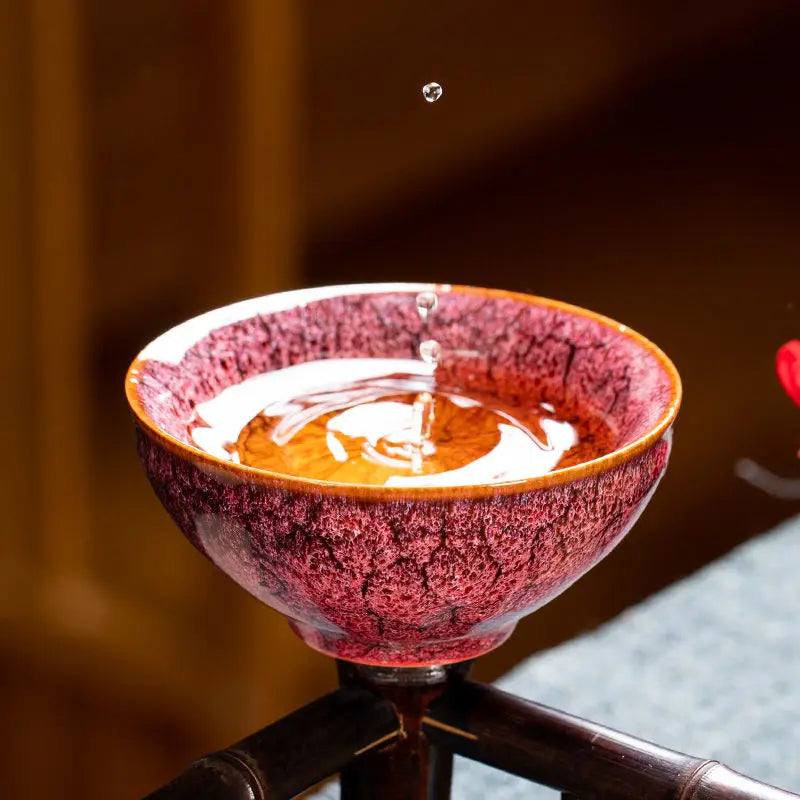 Kiln Change Four Seasons Cup Master Cup Tea Cup Kung Fu Tea Set Household Ceramic Teacup Tea Bowl Gift Box