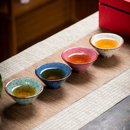 Kiln Change Four Seasons Cup Master Cup Tea Cup Kung Fu Tea Set Household Ceramic Teacup Tea Bowl Gift Box