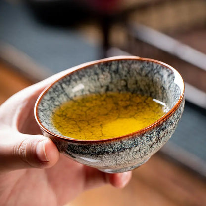 Kiln Change Four Seasons Cup Master Cup Tea Cup Kung Fu Tea Set Household Ceramic Teacup Tea Bowl Gift Box