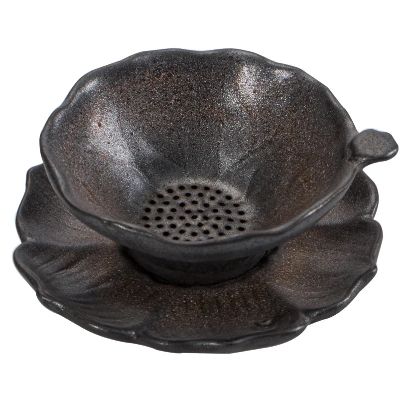 Kiln Change Gilding Ceramic Tea Filter, Japanese Retro Creative Tea Strainer, Tea Residue Leakage Screen, Ceremony Accessories