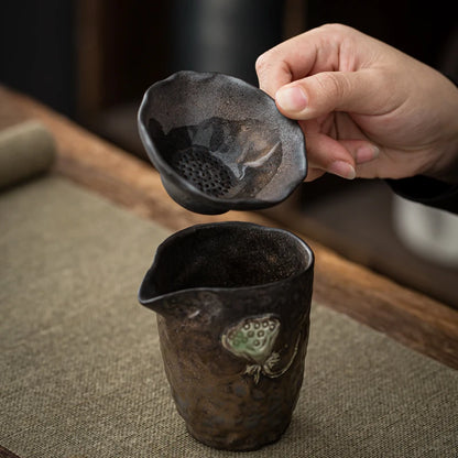 Kiln Change Gilding Ceramic Tea Filter, Japanese Retro Creative Tea Strainer, Tea Residue Leakage Screen, Ceremony Accessories
