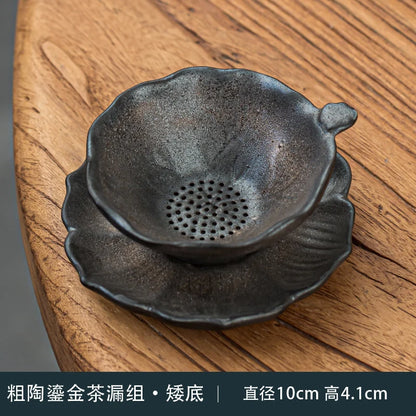 Kiln Change Gilding Ceramic Tea Filter, Japanese Retro Creative Tea Strainer, Tea Residue Leakage Screen, Ceremony Accessories