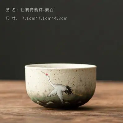 Kiln Change Tea Cup, Ceramic Crane Tea Cup, Kungfu Tea Set, Large Retro Tea Lamp, Master Cup, Single Cup Gift Box