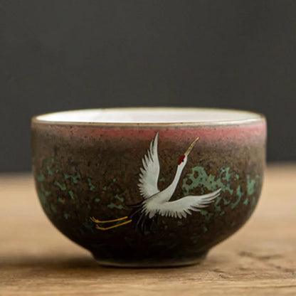 Kiln Change Tea Cup, Ceramic Crane Tea Cup, Kungfu Tea Set, Large Retro Tea Lamp, Master Cup, Single Cup Gift Box