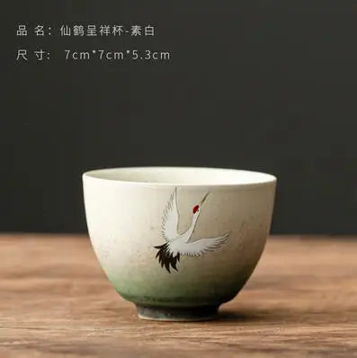 Kiln Change Tea Cup, Ceramic Crane Tea Cup, Kungfu Tea Set, Large Retro Tea Lamp, Master Cup, Single Cup Gift Box
