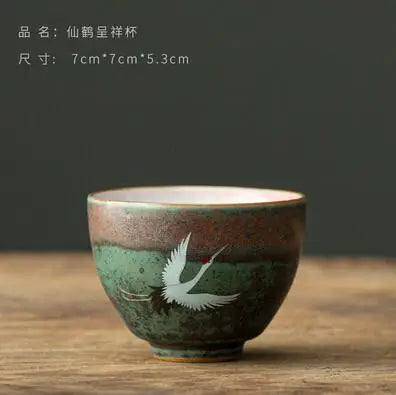 Kiln Change Tea Cup, Ceramic Crane Tea Cup, Kungfu Tea Set, Large Retro Tea Lamp, Master Cup, Single Cup Gift Box