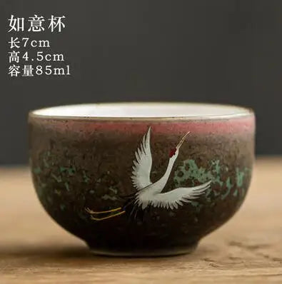 Kiln Change Tea Cup, Ceramic Crane Tea Cup, Kungfu Tea Set, Large Retro Tea Lamp, Master Cup, Single Cup Gift Box