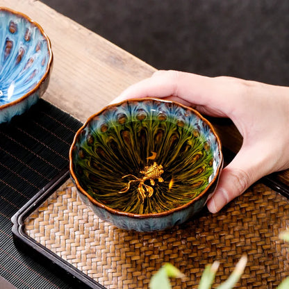 Kiln Change Tea Cup Tianmu Glaze Jianzhan Inlaid Silver Tea Cup Ceramic Teacup Master Cup Chinese Kung Fu Tea Set Tea Bowl