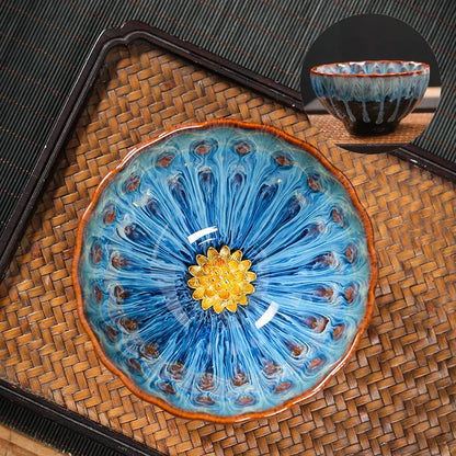 Kiln Change Tea Cup Tianmu Glaze Jianzhan Inlaid Silver Tea Cup Ceramic Teacup Master Cup Chinese Kung Fu Tea Set Tea Bowl