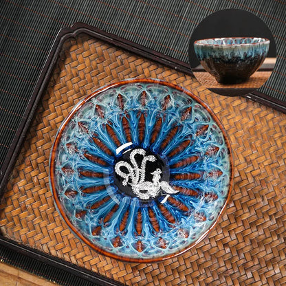 Kiln Change Tea Cup Tianmu Glaze Jianzhan Inlaid Silver Tea Cup Ceramic Teacup Master Cup Chinese Kung Fu Tea Set Tea Bowl