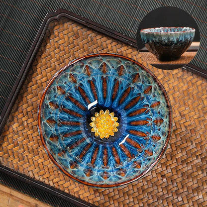 Kiln Change Tea Cup Tianmu Glaze Jianzhan Inlaid Silver Tea Cup Ceramic Teacup Master Cup Chinese Kung Fu Tea Set Tea Bowl