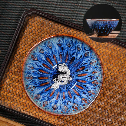 Kiln Change Tea Cup Tianmu Glaze Jianzhan Inlaid Silver Tea Cup Ceramic Teacup Master Cup Chinese Kung Fu Tea Set Tea Bowl