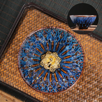 Kiln Change Tea Cup Tianmu Glaze Jianzhan Inlaid Silver Tea Cup Ceramic Teacup Master Cup Chinese Kung Fu Tea Set Tea Bowl