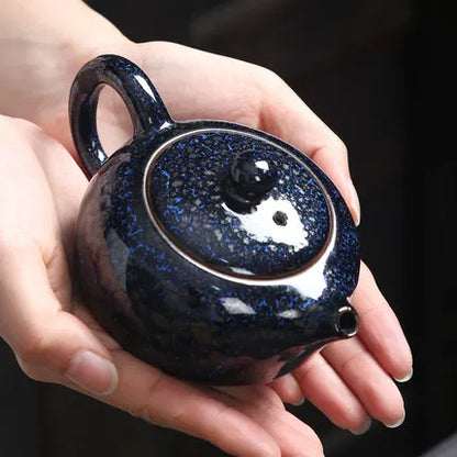 Kiln Change Xi Shi Teapot Home Single Pot Ceramic Trumpet Tianmu Glaze Teapot Kung Fu Tea Ceremony Black Tea Jin Jun Mei Teaware