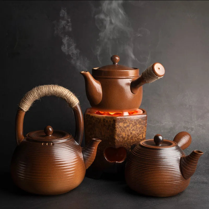 Kiln Transformation Retro Tea Warming Stove High Temperature Resistant Ceramic Teapot Set Side Handle Charcoal Stove Pot Teaware