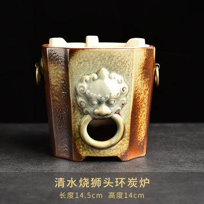 Kiln Transformation Retro Tea Warming Stove High Temperature Resistant Ceramic Teapot Set Side Handle Charcoal Stove Pot Teaware